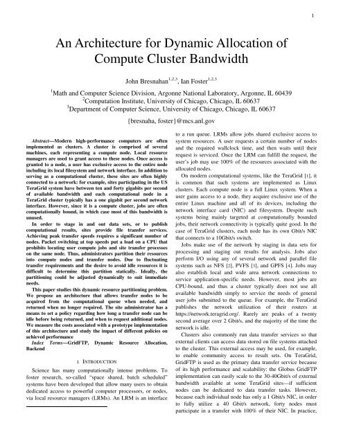 An Architecture for Dynamic Allocation of Compute Cluster Bandwidth