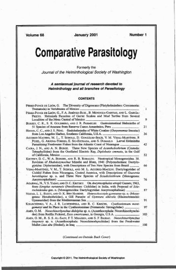 Comparative Parasitology 68(1) 2001 - Peru State College