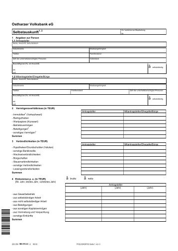 Ostharzer Volksbank eG Selbstauskunft