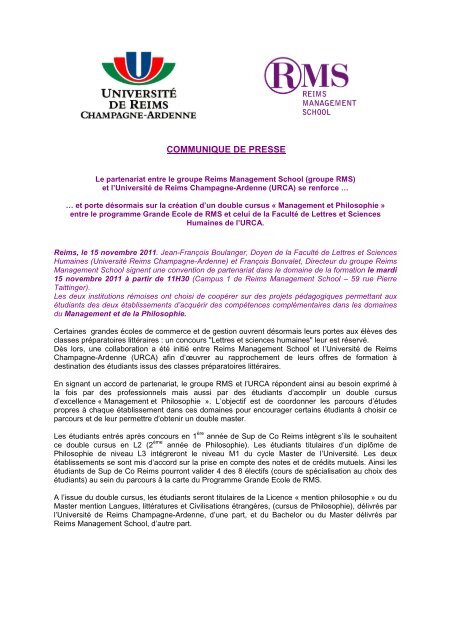 communique de presse - Reims Management School