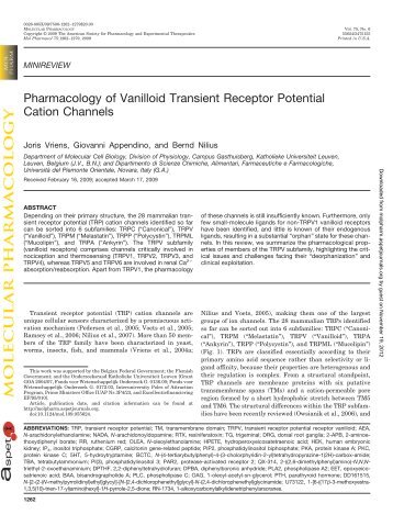 Pharmacology of Vanilloid Transient Receptor Potential Cation ...