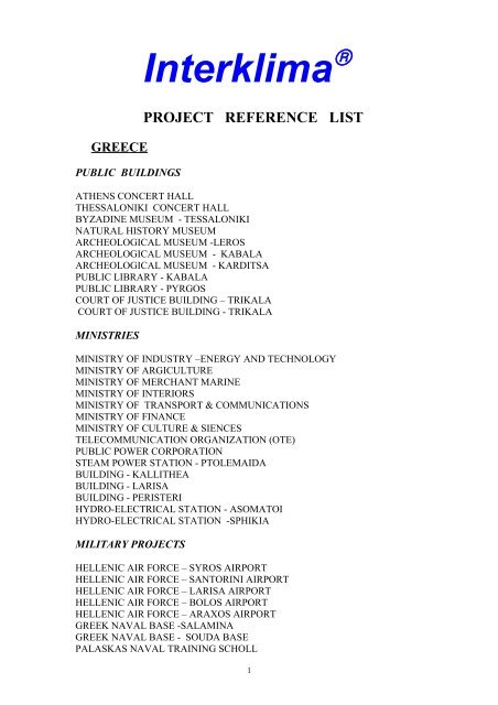 project reference list greece