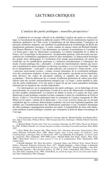 Book review in Revue franÃ§aise de science politique