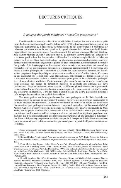 Book review in Revue franÃ§aise de science politique