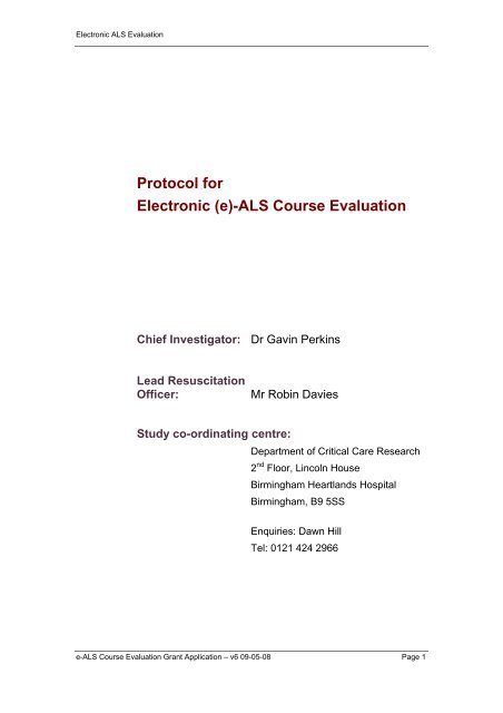 (e)-ALS Course Evaluation - Resuscitation Council (UK)