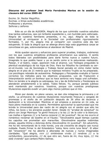 Discurso del profesor JosÃ© MarÃ­a FernÃ¡ndez Martos en la ... - UPCO
