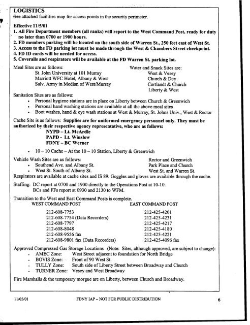 INCIDENT ACTION PLAN . NOVEMBER 5 -7, 2001 0700 -0700 DAILY