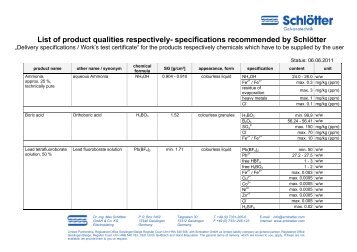 Product specifications E - Schloetter.de