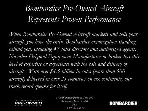 Learjet 60XR s/n 377 Year (EIS): 2010 TTAF: 24 ... - Bombardier
