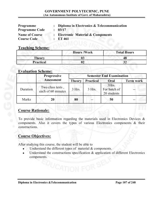 Course Rationale Government Polytechnic Pune Course Rationale Government Polytechnic Pune