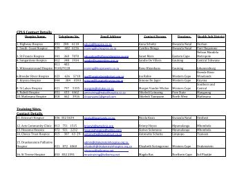 CPL and Training Site Contact Details May 2012.xlsx - Hospice ...