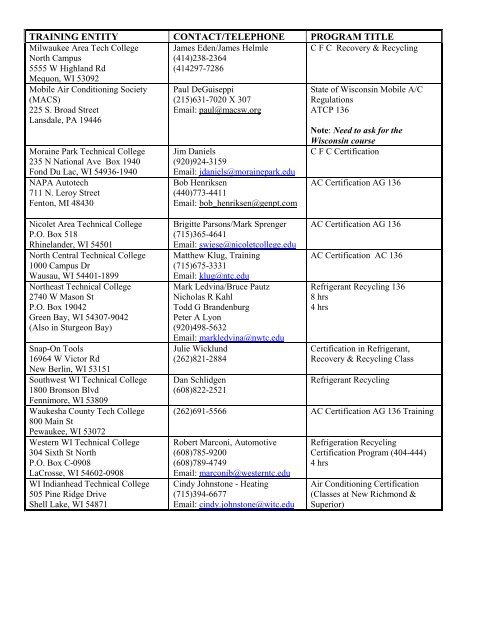 mobile air conditioners - Wisconsin Department of Agriculture, Trade ...