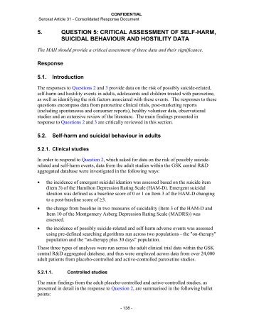 GSK - Seroxat Article 31 - Question 5