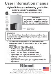 User Information Manual: Q Series Condensing Boiler English - Rinnai