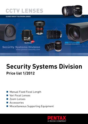 security systems division Price list 1/2012 - Pentax