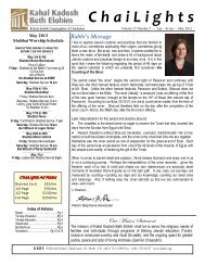 May ChaiLights Newsletter 2013.pub - Kahal Kadosh Beth Elohim