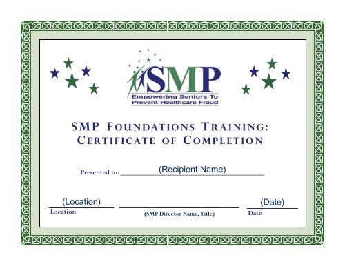 SMP Foundations Certificate of Attendance and Certificate of ...