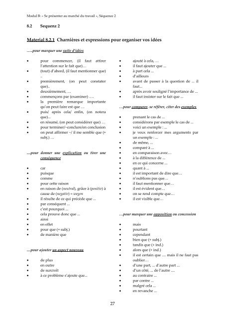 Vertiefungsfach Franzoesisch, Modul B - Standardsicherung NRW