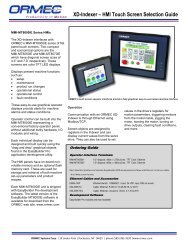 Indexer HMI Selection Guide - Product Specification