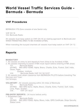 World Vessel Traffic Services Guide - Bermuda ... - World VTS Guide