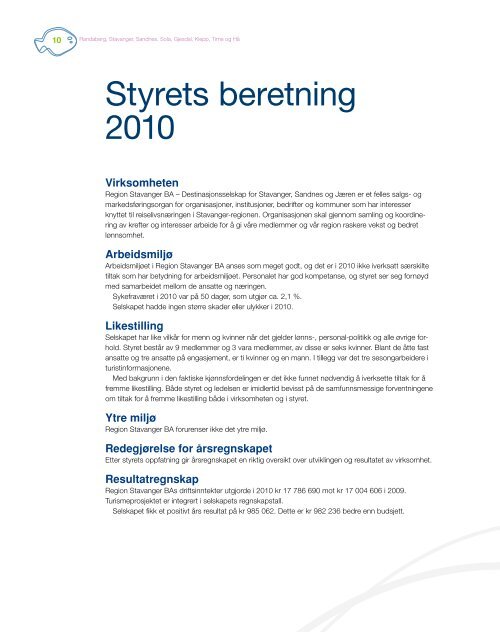 Ãrsrapport 2010 - Region Stavanger