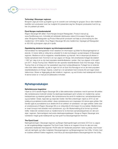 Ãrsrapport 2010 - Region Stavanger