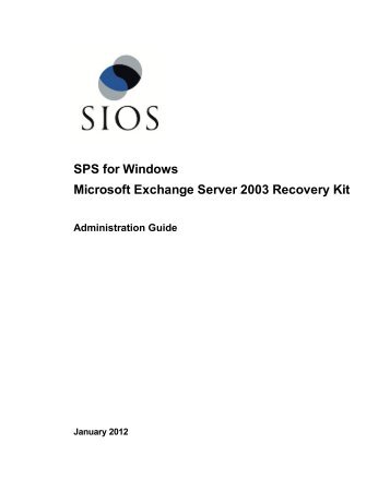 LifeKeeper for Windows MS Exchange Server 2003 Recovery Kit