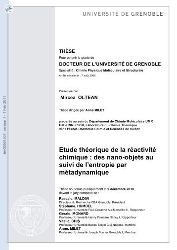 Etude théorique de la réactivité chimique: des  nano-objets au suivi ...