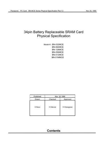 34pin Battery Replaceable SRAM Card Physical ... - systembus