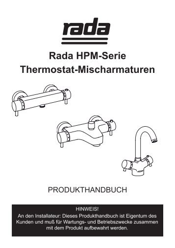 PRodukTübERSicHT HPM-THERMoSTaTE - Rada Armaturen GmbH