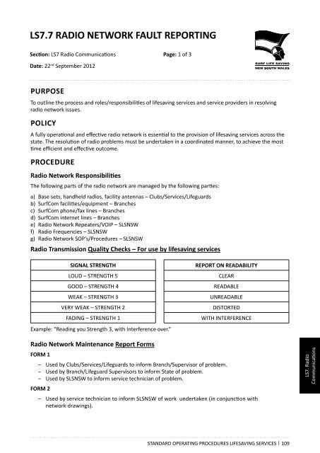 LS07. Radio Communications - Surf Life Saving NSW