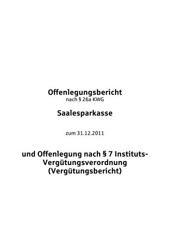 Offenlegungsbericht Saalesparkasse und Offenlegung nach Ã‚Â§ 7 ...