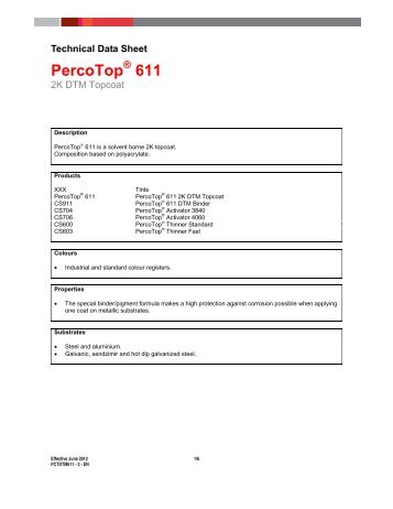 Technical Data Sheet PercoTop ® 611 - Movac Group Limited