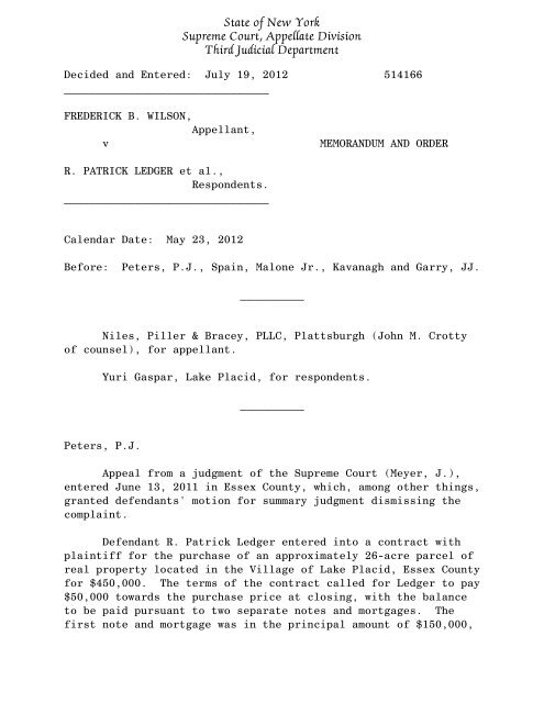514166 Wilson v Ledger - New York State Unified Court System