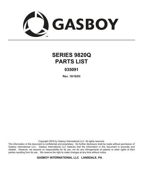 SERIES 9820Q PARTS LIST - National Petroleum Equipment, Inc.