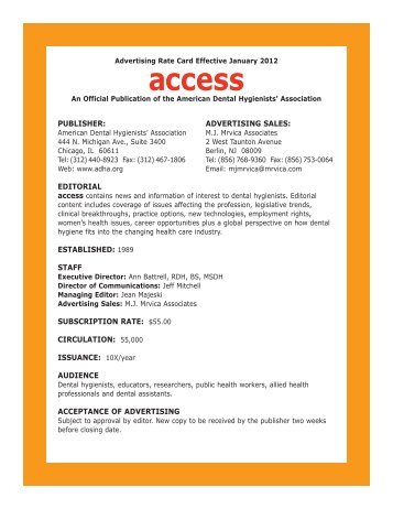 access SPECIAL PACKAGES - American Dental Hygienists