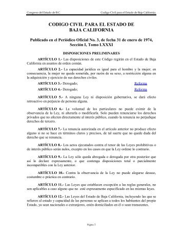 Codigo Civil para el Estado de Baja California