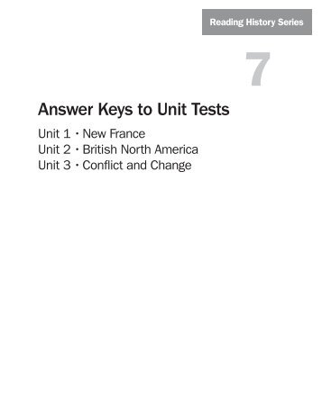 Answer Keys to Unit Tests - Portage & Main Press