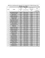 WAITING LIST FOR PROVISIONAL ADMISSION TO 1ST ...