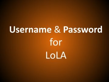 LoLA Credentials