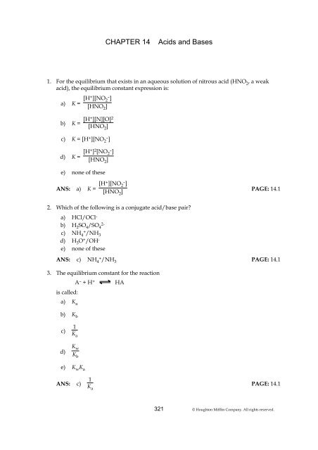 CHAPTER 14 Acids and Bases