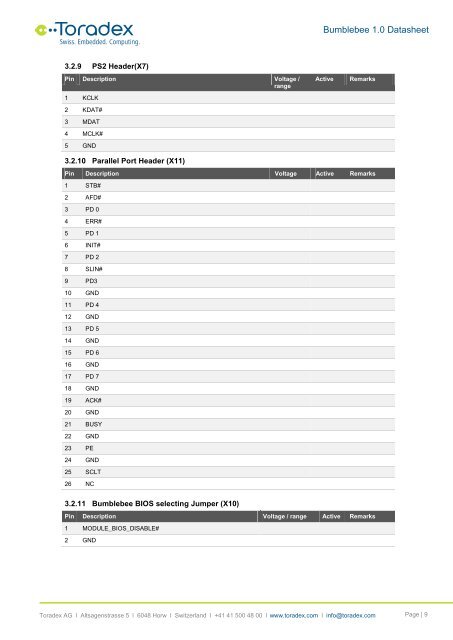 Bumblebee Datasheet - Toradex