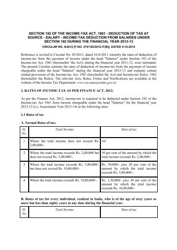 income-tax deduction from salaries under section