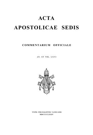 acta apostolicae sedis commentarium officiale - Libr@rsi