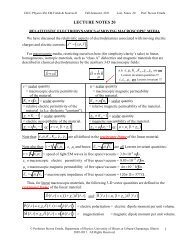 LECTURE NOTES 20 - University of Illinois High Energy Physics