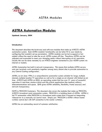 ASTRA Automation Modules - Aveco