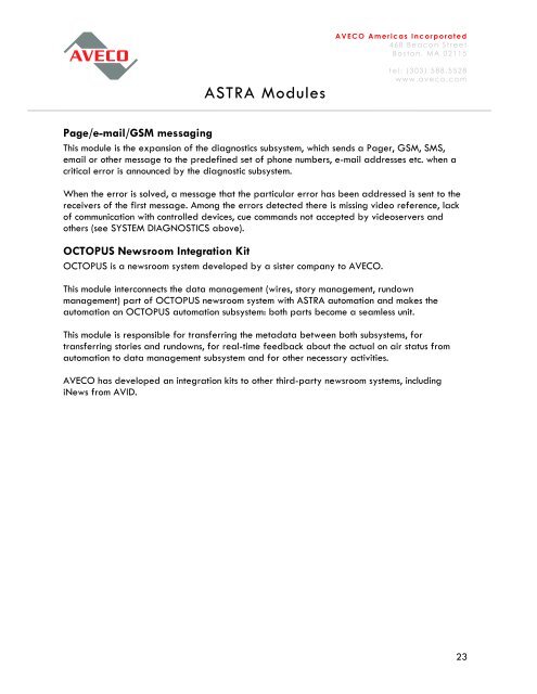 ASTRA Automation Modules - Aveco