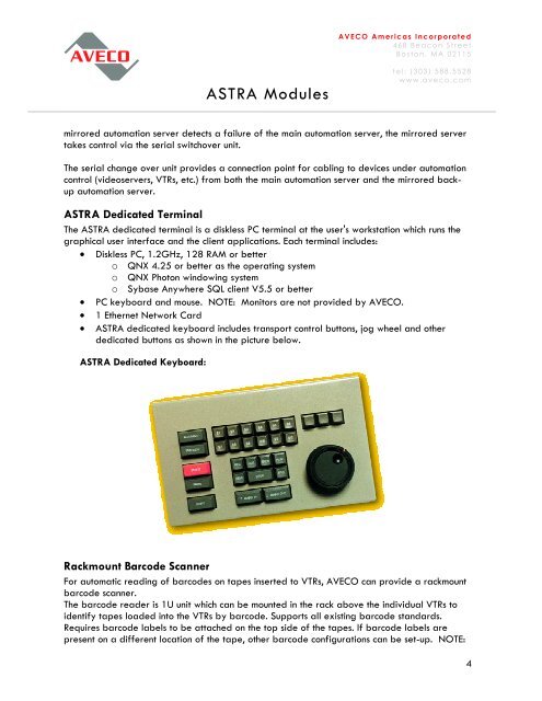 ASTRA Automation Modules - Aveco