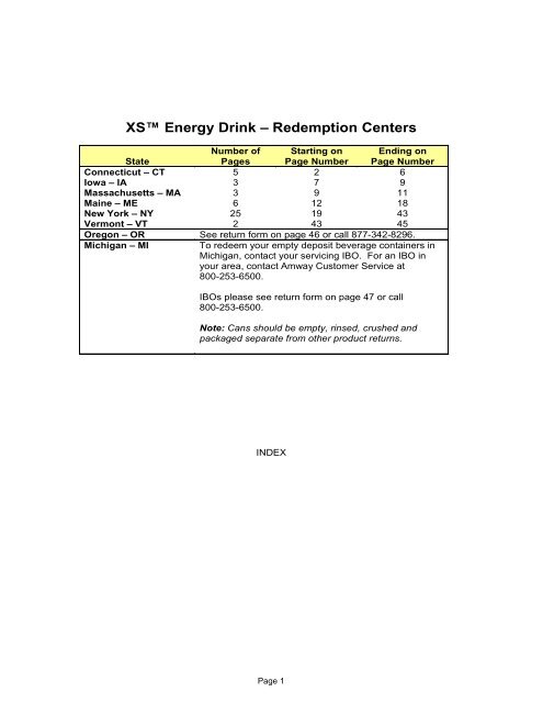 XSâ„¢ Energy Drink â€“ Redemption Centers - Amway