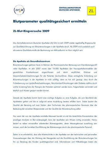 Blutparameter qualitÃƒÂ¤tsgesichert ermitteln - ZetA